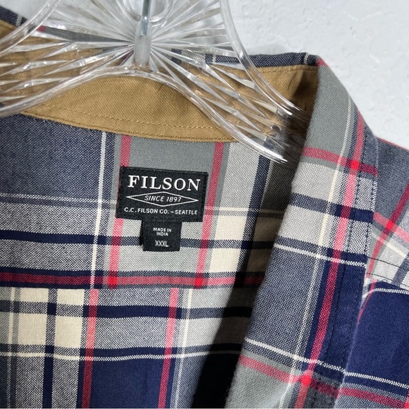 C.C. Filson Flannel Shirt Men’s 3XL Plaid Blue Gray Long Sleeve Button Up B7 - Picture 2 of 6